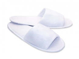 WHITE TERRY SLIPPERS WITH OPEN TOES