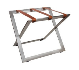 steel luggage rack R04S with white leather straps