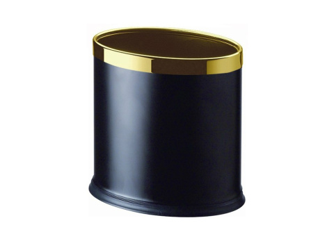 OVAL WASTEBIN OF ECOLEATHER WITH GOLD DOME